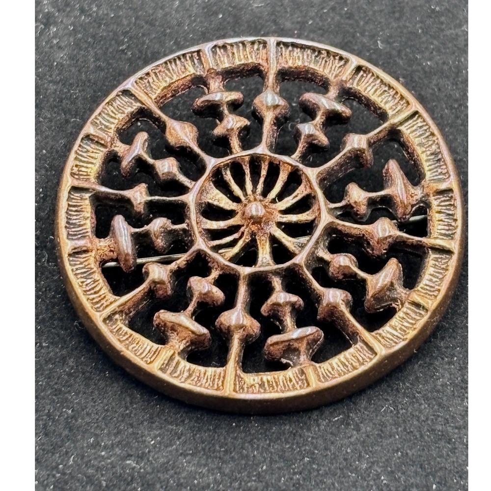 Uni David-Andersen Unn Tangerud Bronze Sunburst Brooch Norway Mid Century Modern